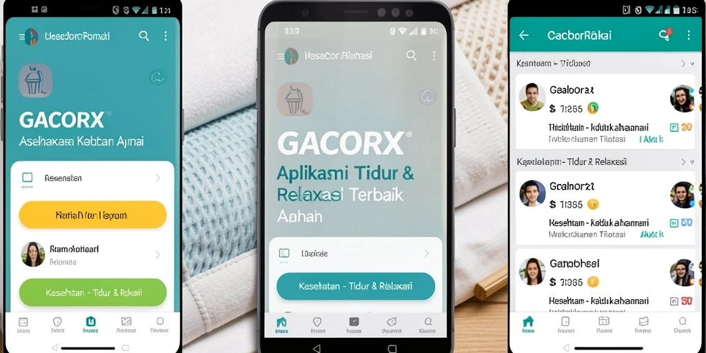 Antarmuka GACORX menampilkan fitur Tidur & Relaksasi yang intuitif dan menarik.