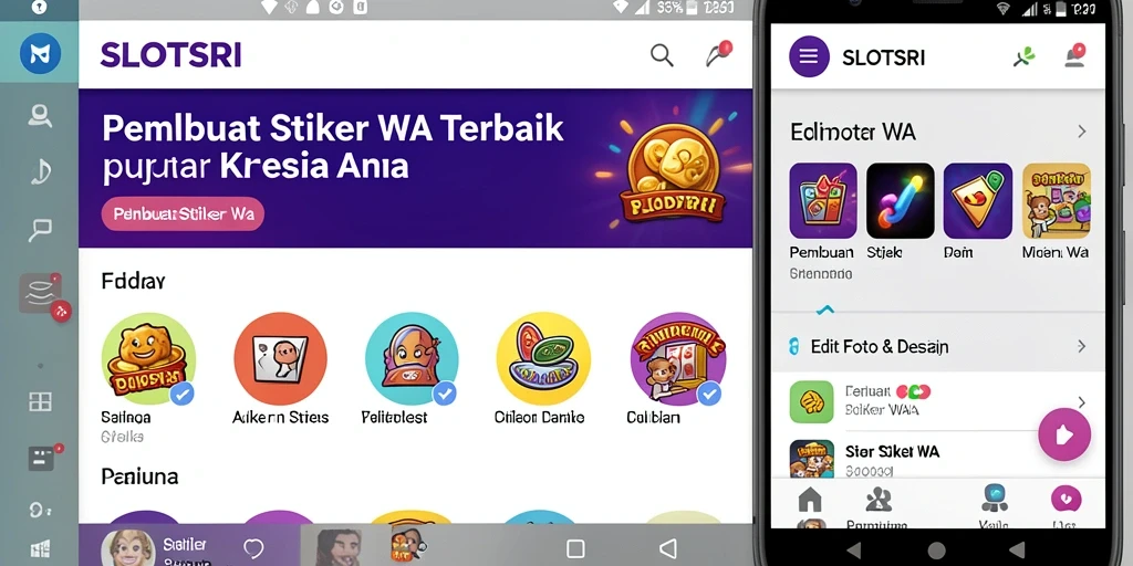 Antarmuka SLOTSRI untuk membuat stiker WA yang intuitif dan menarik.