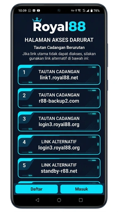 Tampilan link alternatif royal88