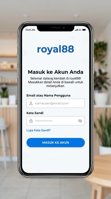 Tampilan halaman login royal88